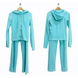 City Lights Y2K Turquoise Track Jogger Set – Made in USA, Women’s Small